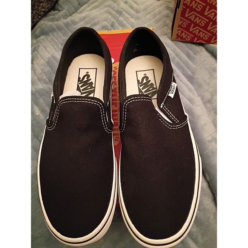 Vans Asher Canvas Black Slip-On Classic Shoes Womens Sneaker Size 6.5